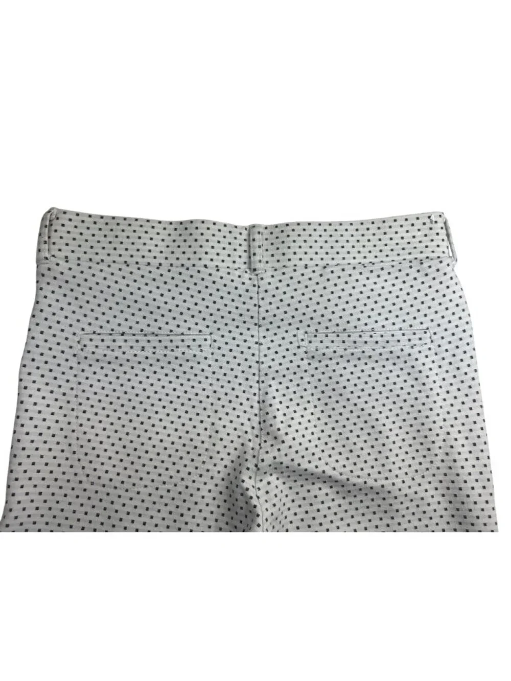 Betabrand Women's M Straight-Leg Pants White Micro Squares Stretch Hidden Pocket